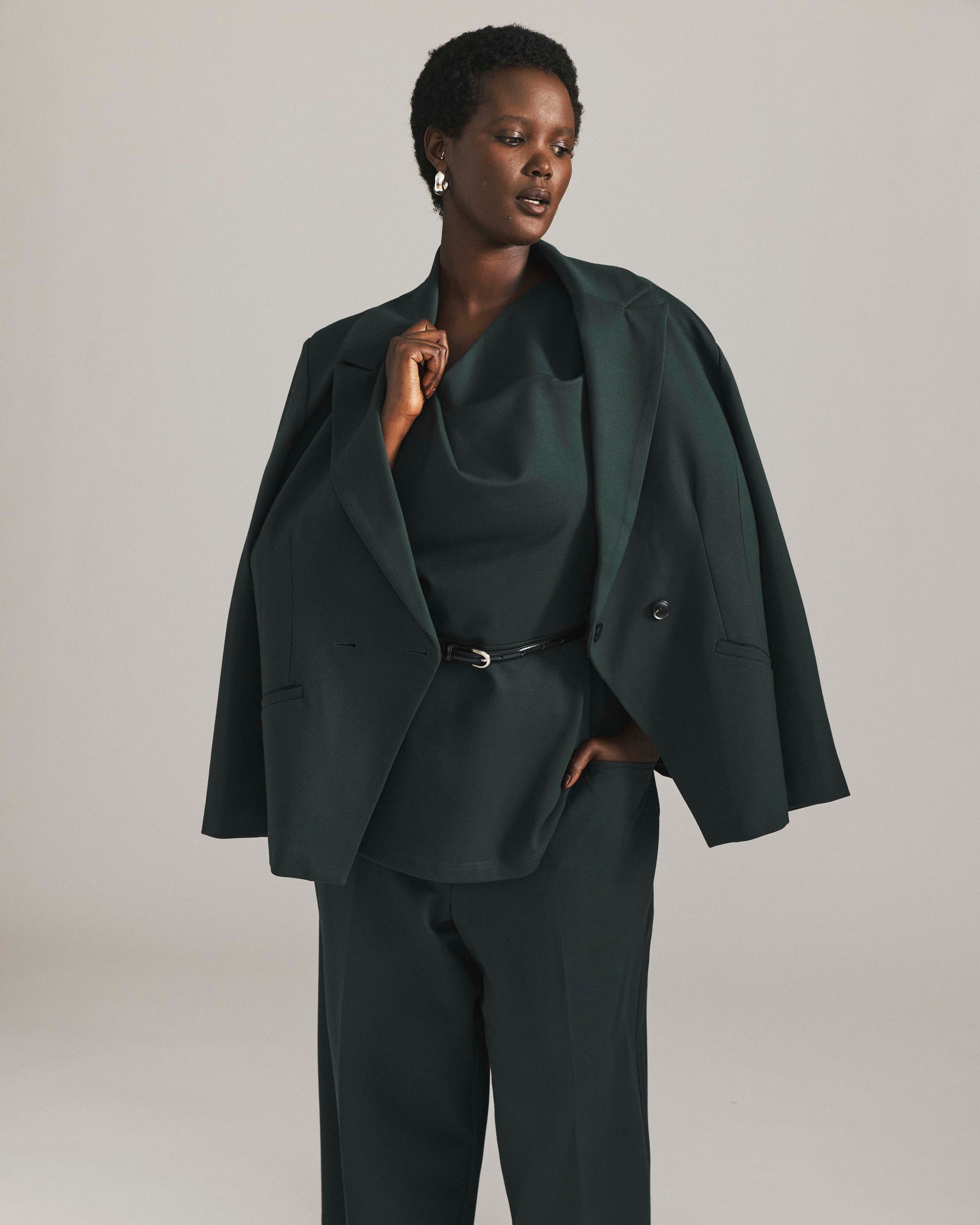 Bianca Double Breasted Ponte Blazer - Green Gemstone | Plus Size & Straight Size Women's Fashion | Universal Standard