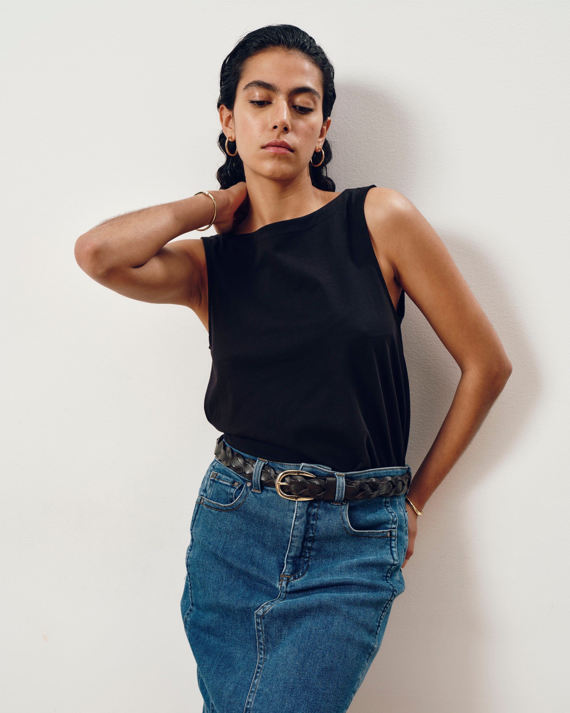 Noyack Breton Stripe Boatneck Tank - Solid Black | Plus Size & Straight Size Women's Fashion | Universal Standard