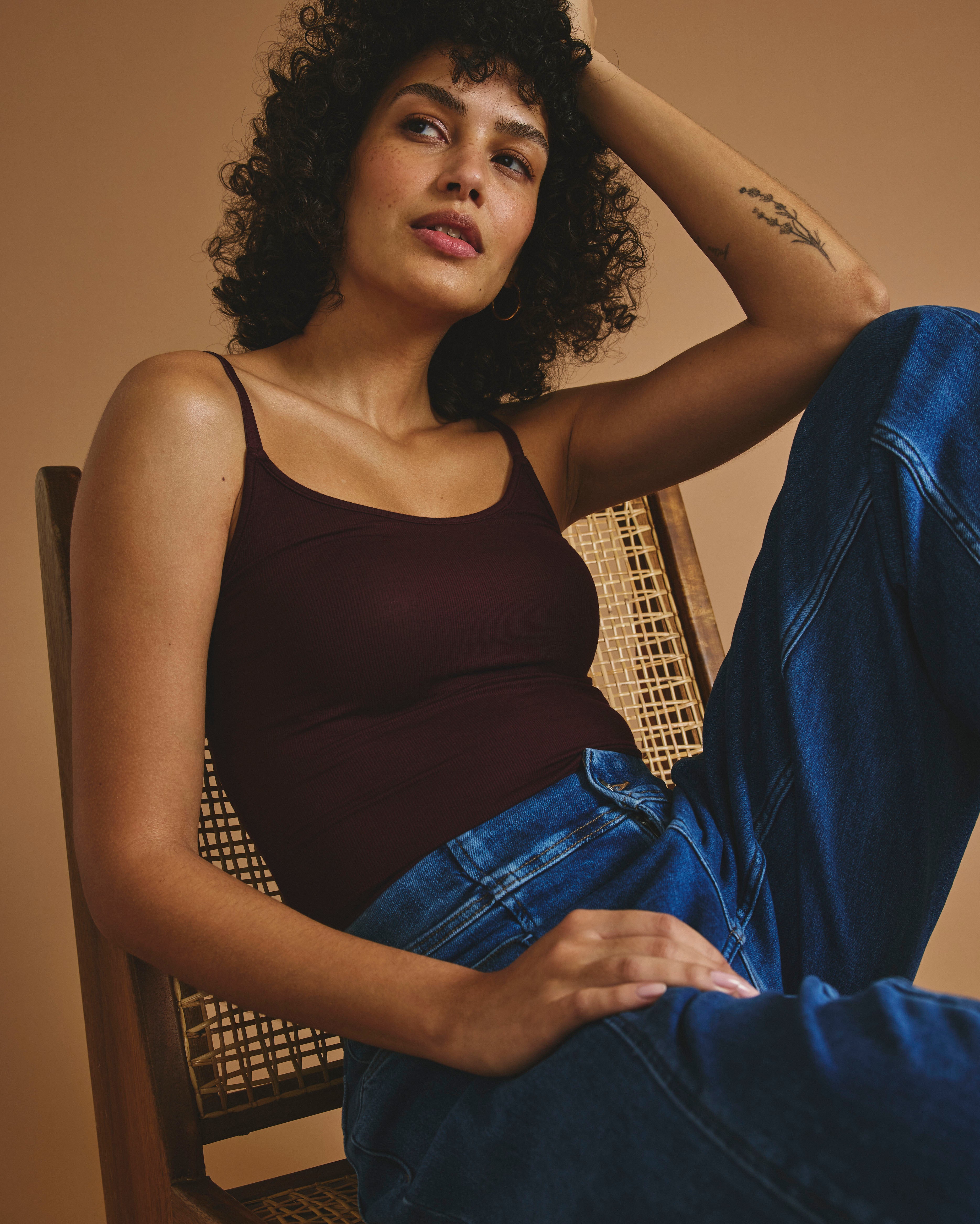 トップス Eaphi BALLON HEM CAMISOLE Cloud Rib Camisole - Black Cherry – Universal Standard