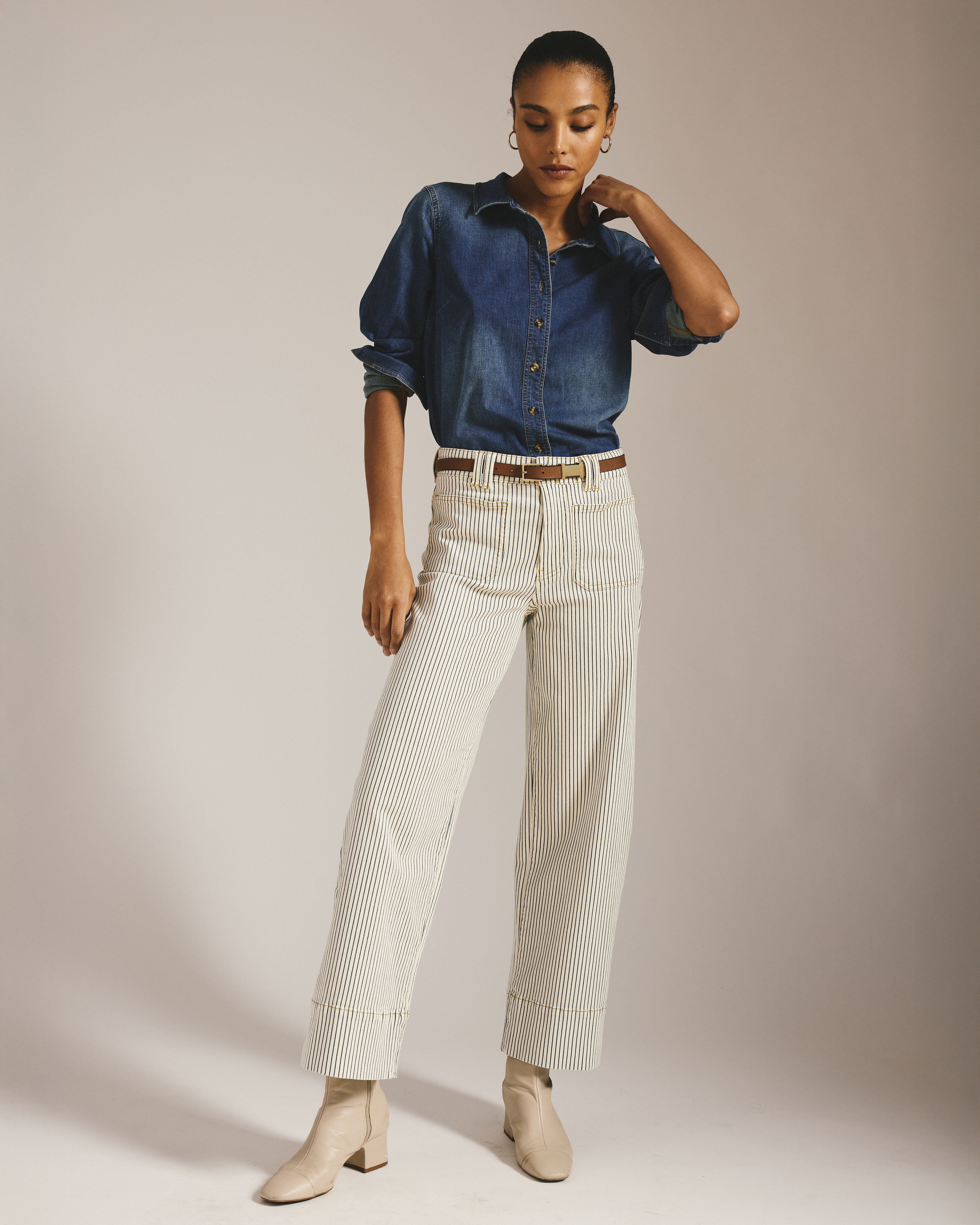 Claudia High Rise Stretch Jeans - Railroad Stripe – Universal Standard