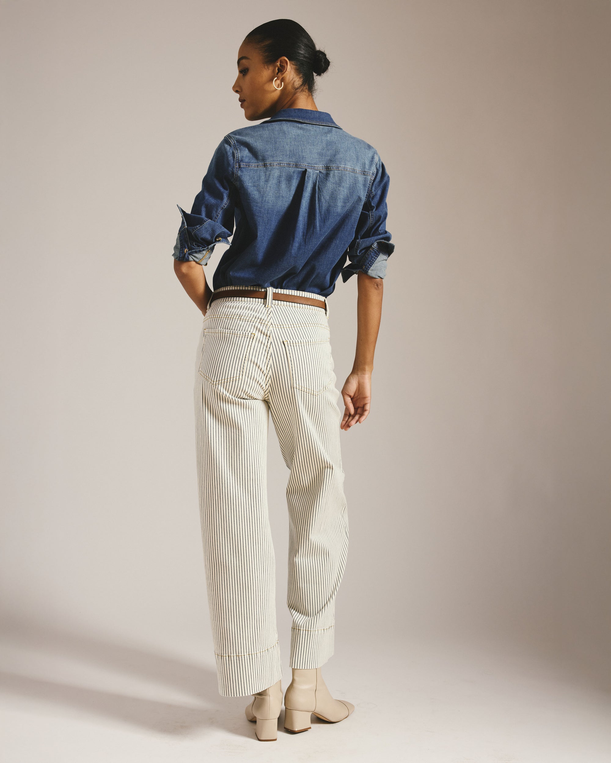 Claudia High Rise Stretch Jeans - Railroad Stripe