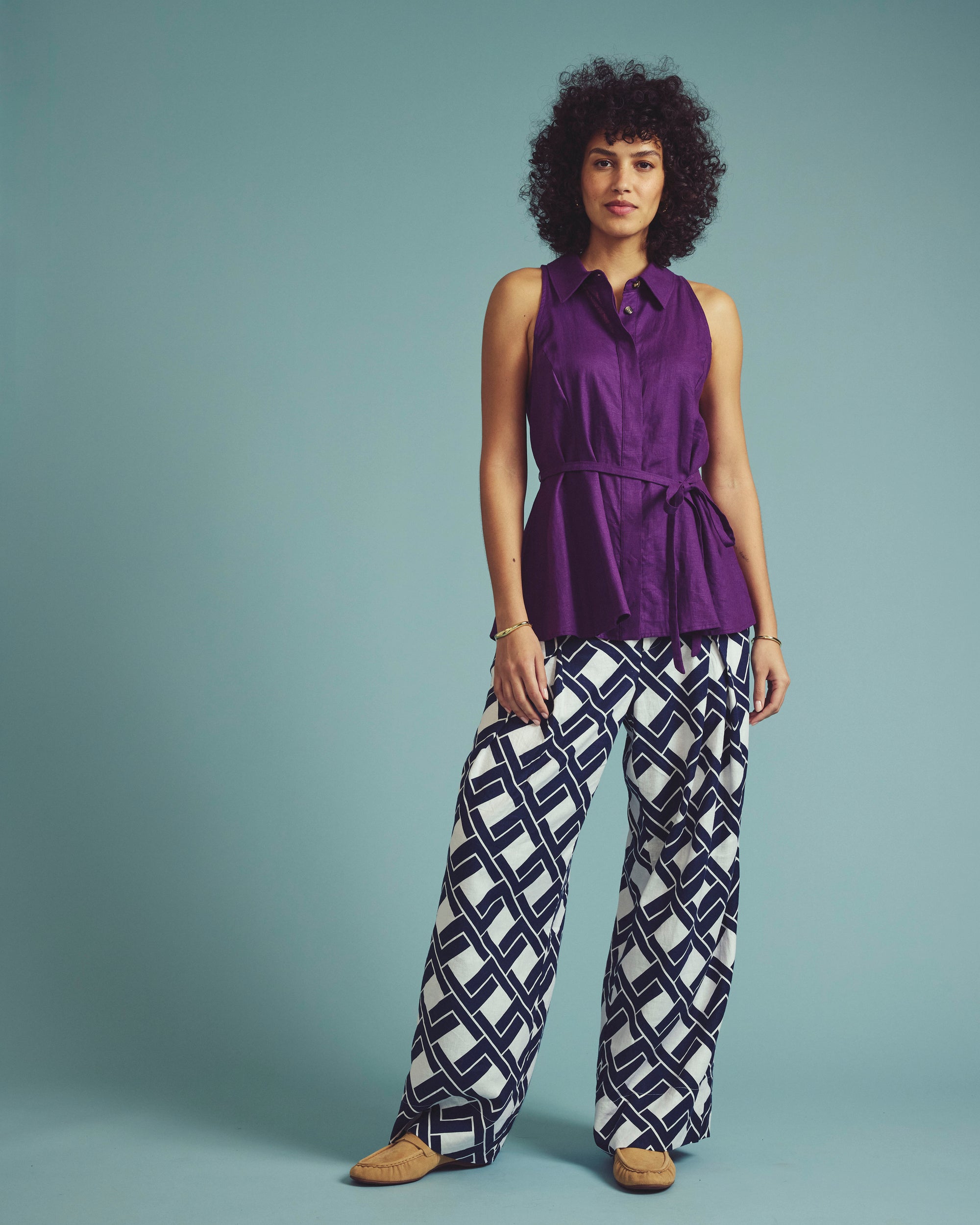 Adelaide Sleeveless Linen Blend Shirt - Dreamy Purple | Plus Size & Straight Size Women's Fashion | Universal Standard