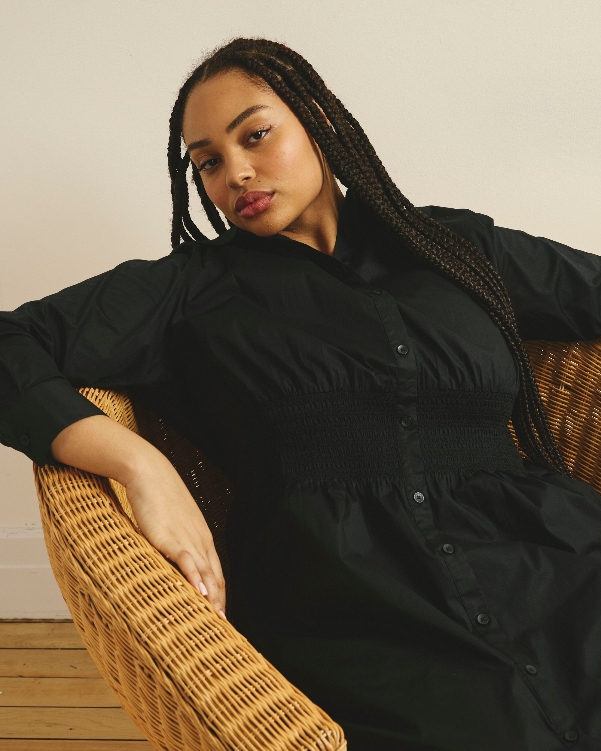 Hamptons Smocked Shirtdress - Black | Plus Size & Straight Size Women's Fashion | Universal Standard