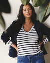 Light-As-Air Long Sleeve V Neck Tee - Zen Stripe | Plus Size & Straight Size Women's Fashion | Universal Standard