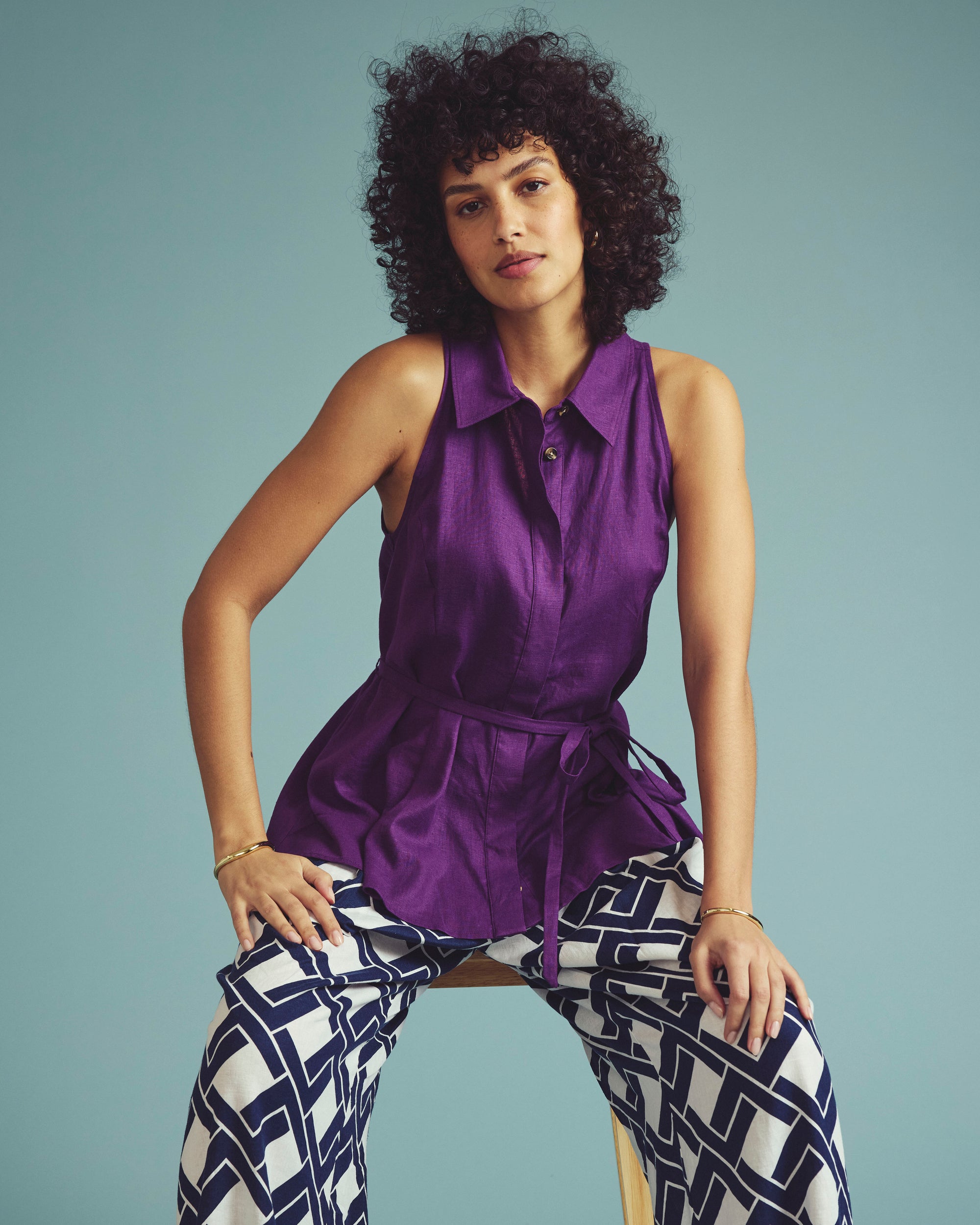 Adelaide Sleeveless Linen Blend Shirt - Dreamy Purple | Plus Size & Straight Size Women's Fashion | Universal Standard