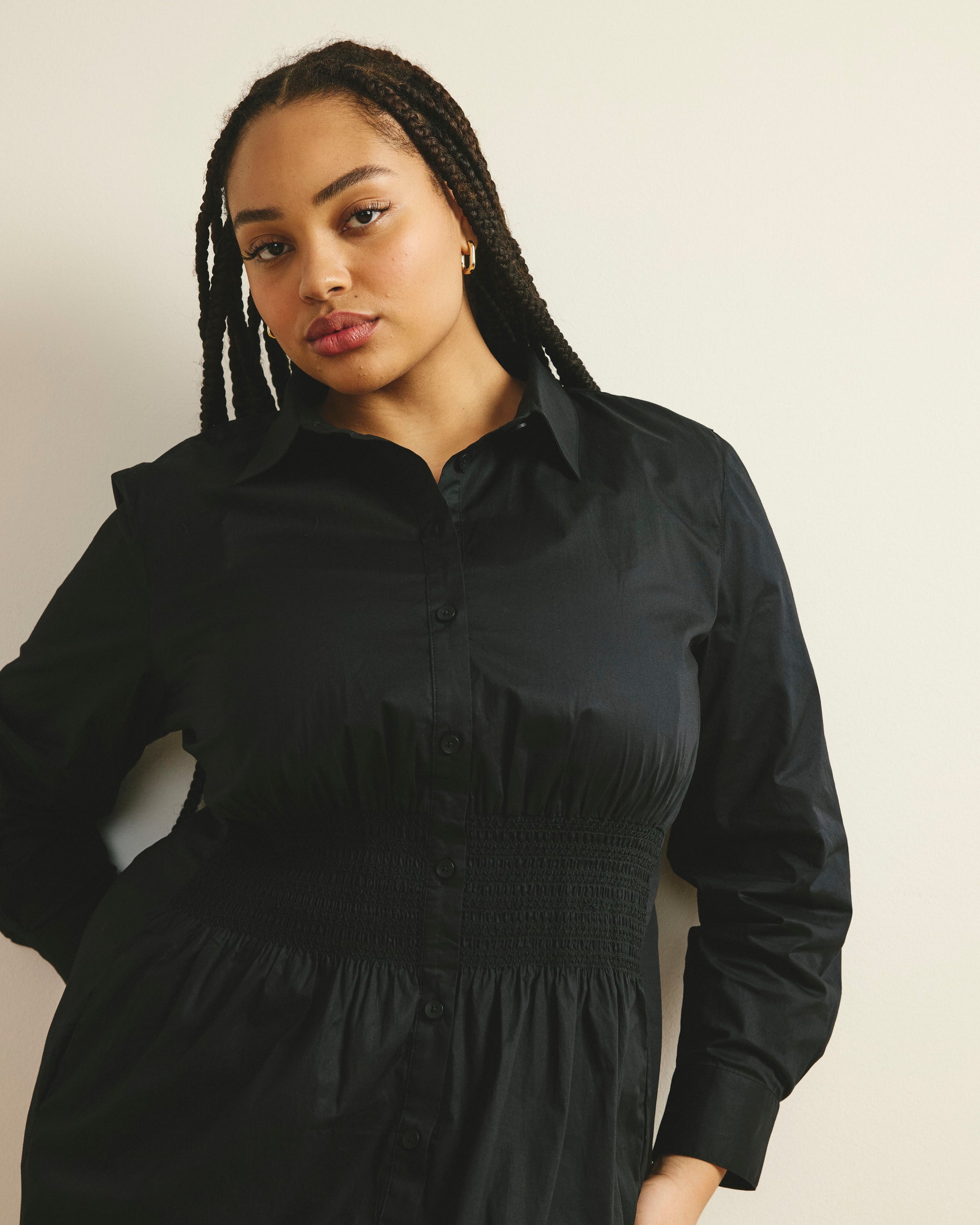Hamptons Smocked Shirtdress - Black | Plus Size & Straight Size Women's Fashion | Universal Standard