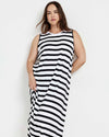 Pearl Divine Jersey Dress - Black/White Stripe | Plus Size & Straight Size Women's Fashion | Universal Standard