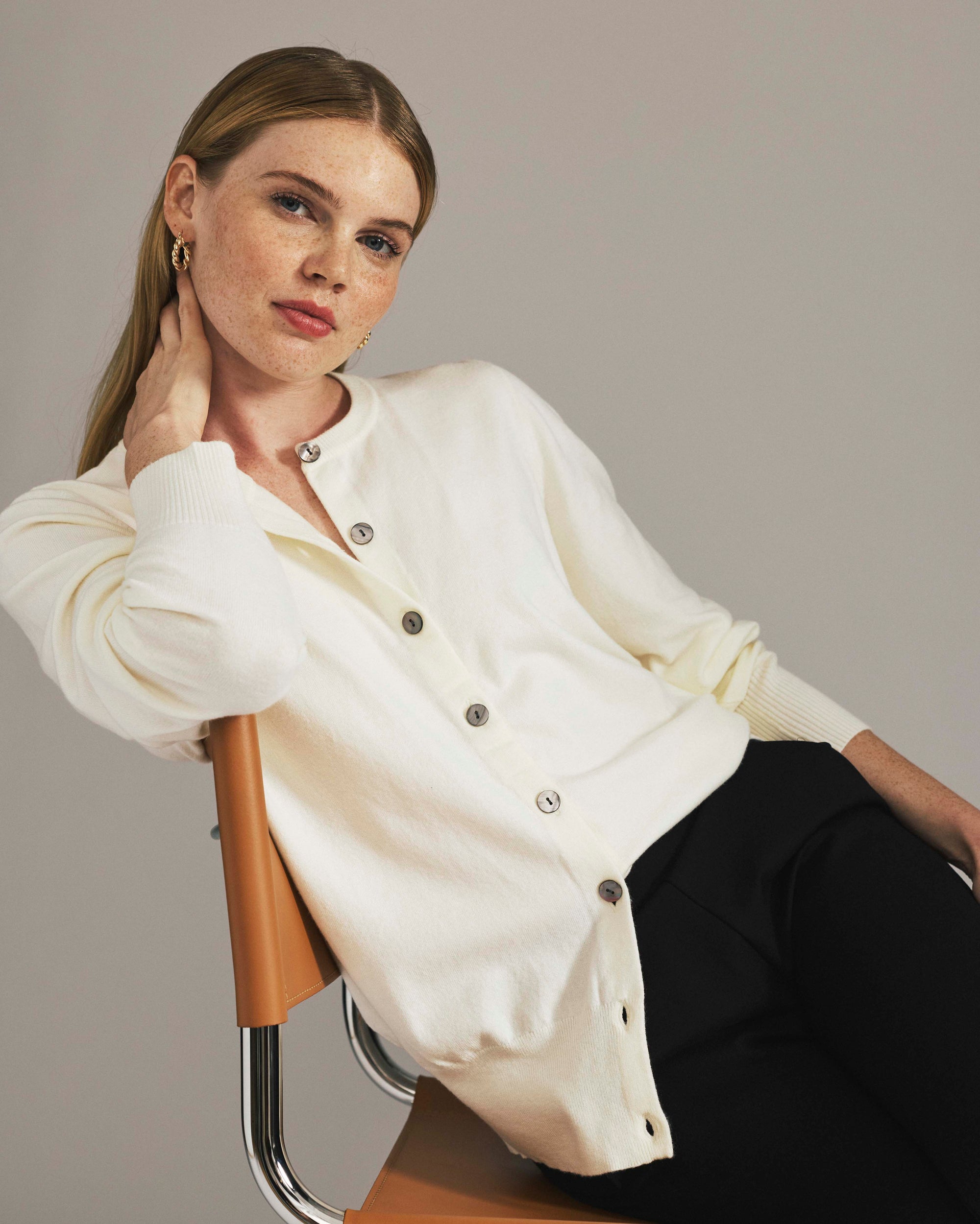 Savvy Fine Knit Crewneck Cardigan - Cream | Plus Size & Straight Size Women's Fashion | Universal Standard