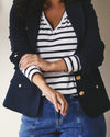 Light-As-Air Long Sleeve V Neck Tee - Zen Stripe | Plus Size & Straight Size Women's Fashion | Universal Standard