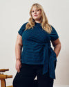 Crescent Breton Stripe Knot Tee - Deep Teal/Black Stripe | Plus Size & Straight Size Women's Fashion | Universal Standard