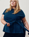 Crescent Breton Stripe Knot Tee - Deep Teal/Black Stripe | Plus Size & Straight Size Women's Fashion | Universal Standard