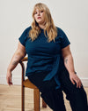 Crescent Breton Stripe Knot Tee - Deep Teal/Black Stripe | Plus Size & Straight Size Women's Fashion | Universal Standard