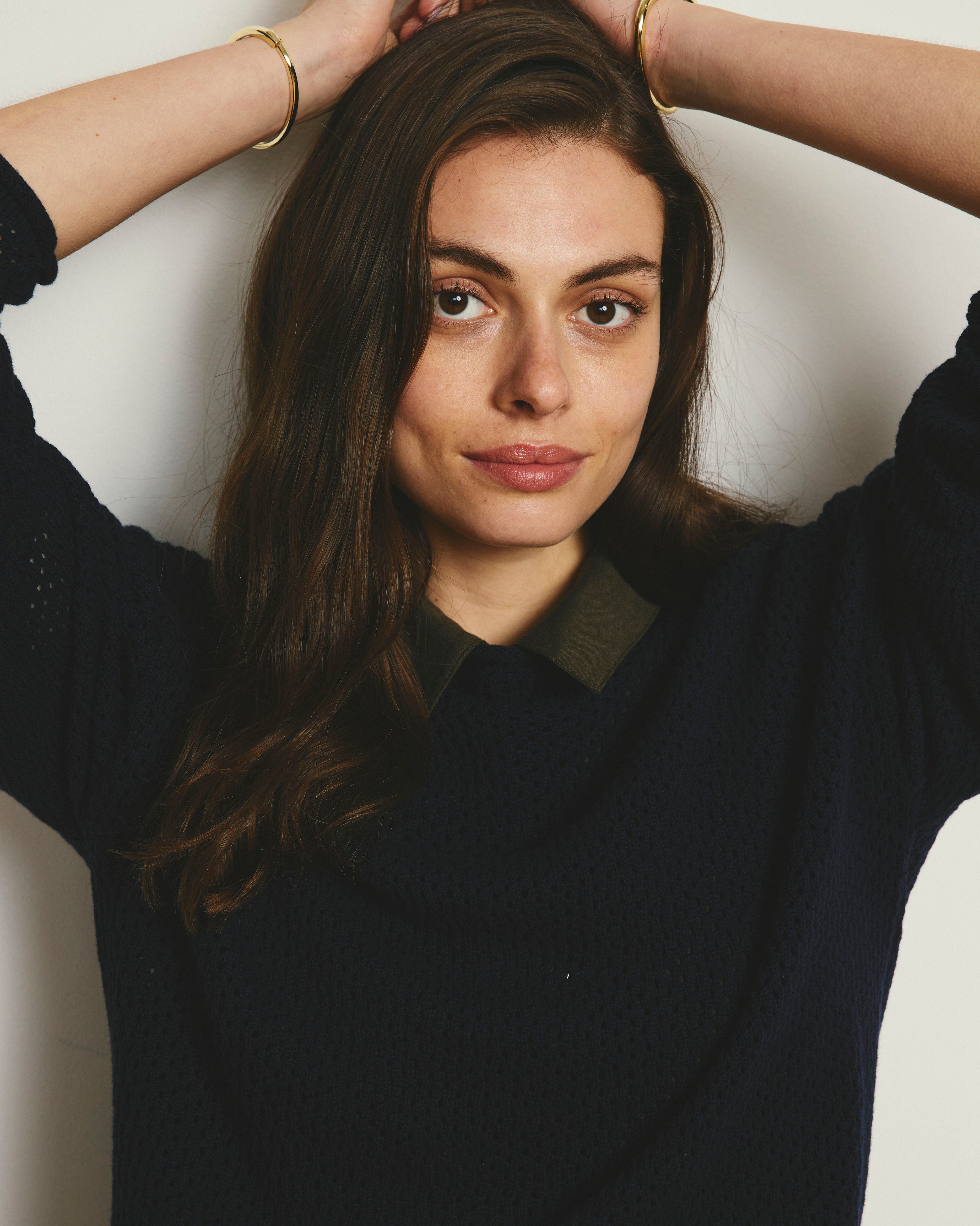 Positano Pointelle Mock Neck Sweater - Navy – Universal Standard