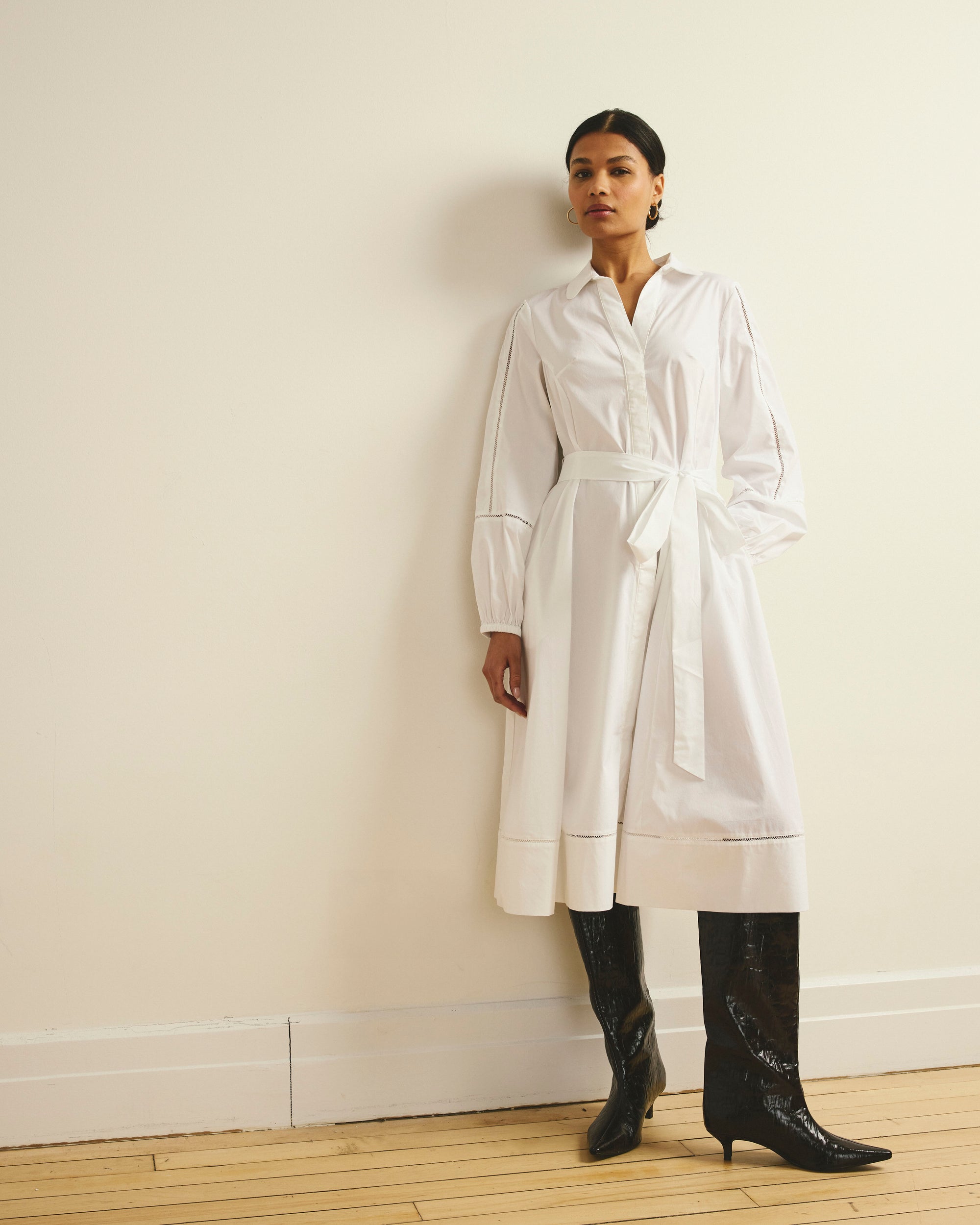 Claire Stretch Poplin Shirtdress - White | Plus Size & Straight Size Women's Fashion | Universal Standard