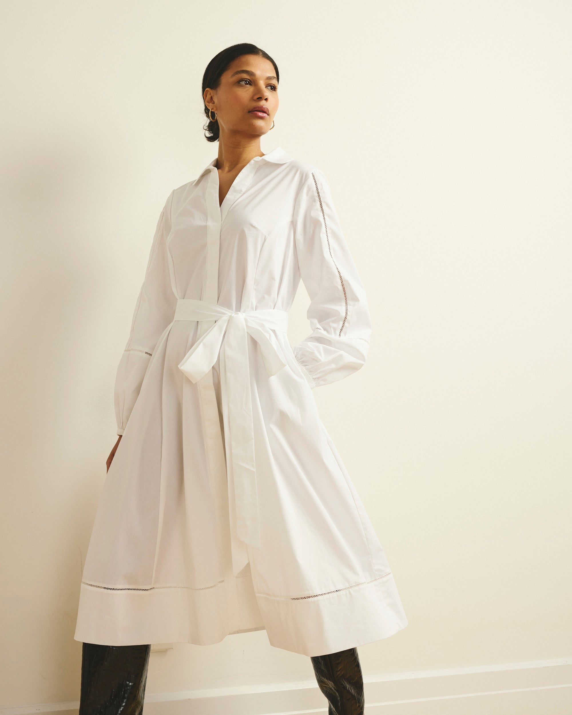 Claire Stretch Poplin Shirtdress - White | Plus Size & Straight Size Women's Fashion | Universal Standard