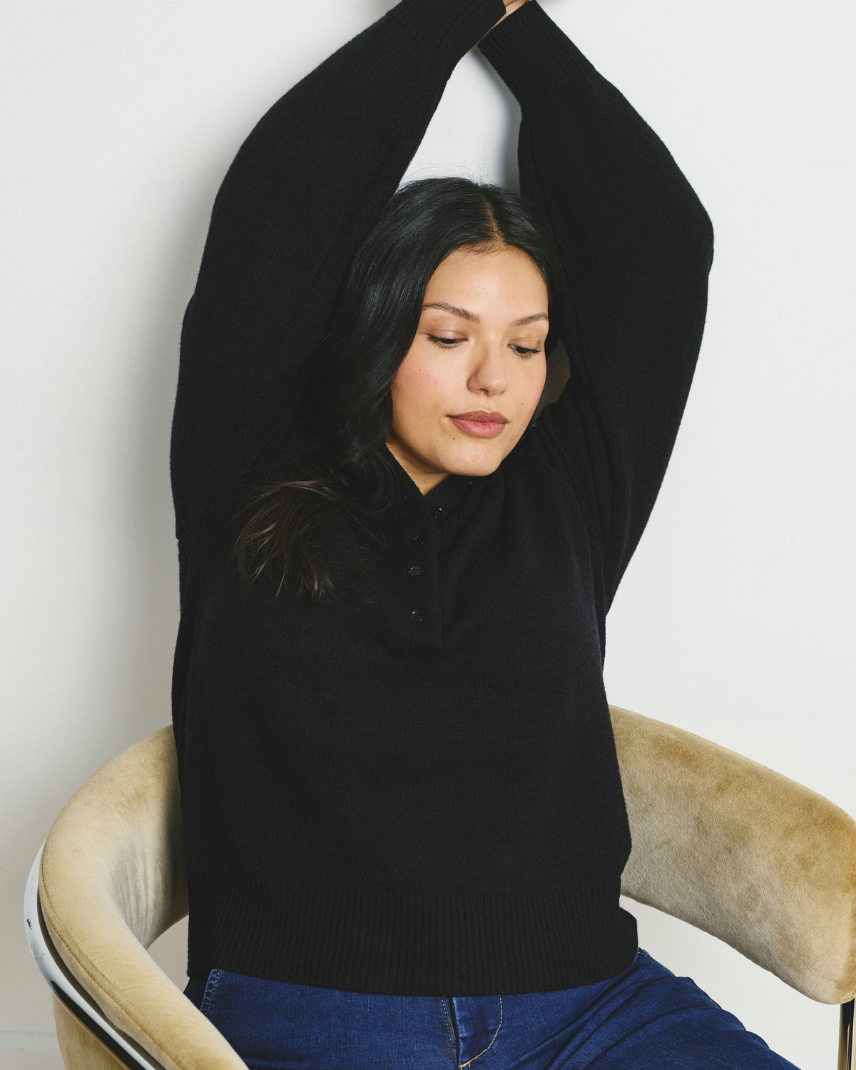 Soft Spun Polo Sweater - Black