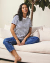 Woman wearing Breton Stripe Garcon Tee - White/Cenote Stripe from Universal Standard