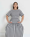 Thea Divine Jersey Midi Dress - Black/White Stripe | Plus Size & Straight Size Women's Fashion | Universal Standard