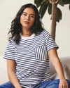 Woman wearing Breton Stripe Garcon Tee - White/Cenote Stripe from Universal Standard