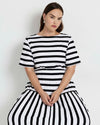 Thea Divine Jersey Midi Dress - Black/White Stripe | Plus Size & Straight Size Women's Fashion | Universal Standard