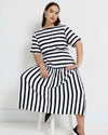 Thea Divine Jersey Midi Dress - Black/White Stripe | Plus Size & Straight Size Women's Fashion | Universal Standard
