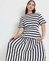 Thea Divine Jersey Midi Dress - Black/White Stripe | Plus Size & Straight Size Women's Fashion | Universal Standard