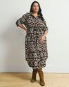 Morgan Belted Stretch Flannel Shirtdress - Chocolate Ikat Jacquard | Plus Size & Straight Size Women's Fashion | Universal Standard