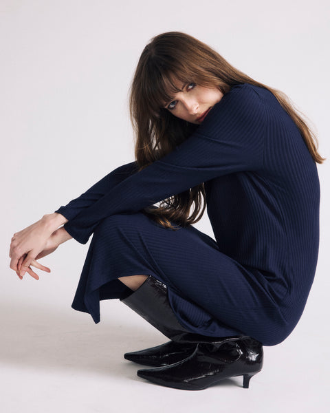 Xenia Ribbed Dress - Midnight – Universal Standard