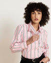 Janet Tie-Neck Cotton Poplin Shirt - Pink Horizon Stripe | Plus Size & Straight Size Women's Fashion | Universal Standard