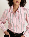 Janet Tie-Neck Cotton Poplin Shirt - Pink Horizon Stripe | Plus Size & Straight Size Women's Fashion | Universal Standard