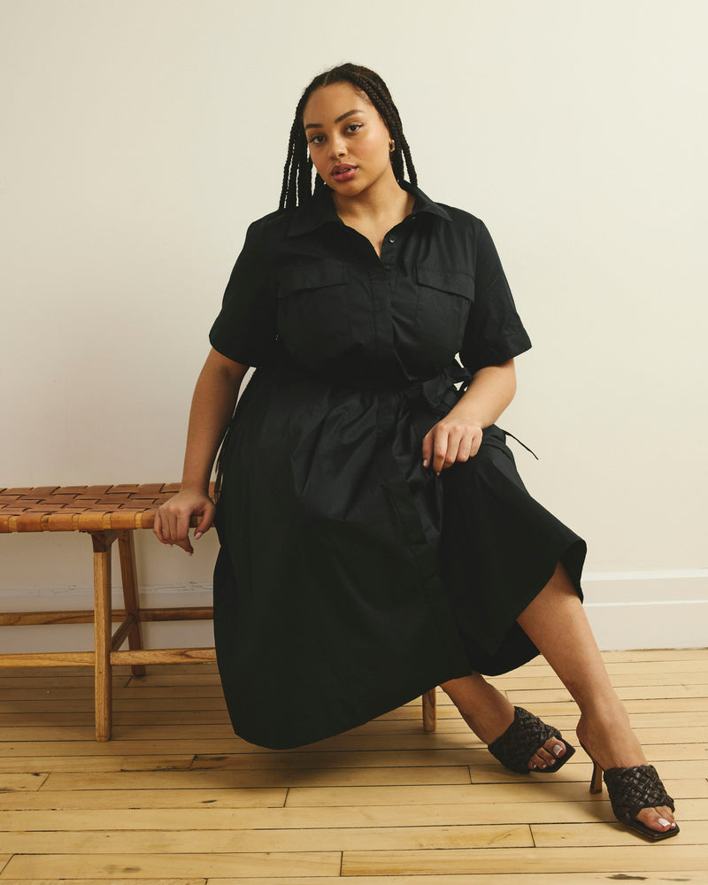 City Poplin Shirtdress - Black