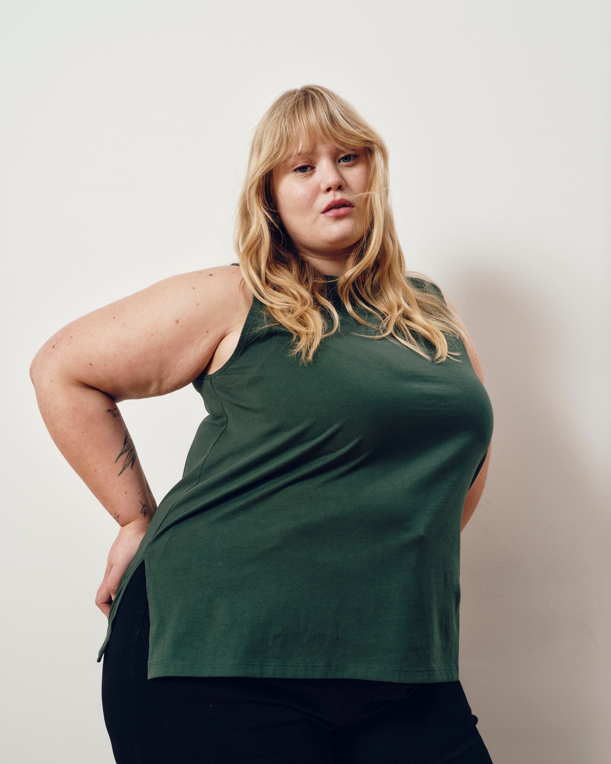 Noyack Breton Stripe Boatneck Tank - Solid Conifer | Plus Size & Straight Size Women's Fashion | Universal Standard