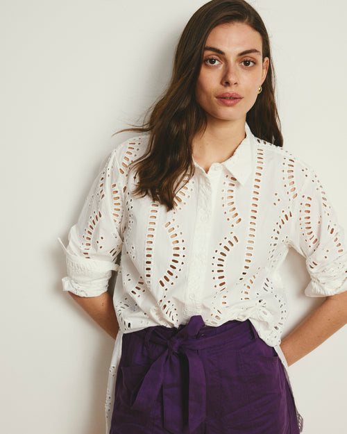 The Embroidered Artist Oversized Poplin Shirt - White | Plus Size & Straight Size Women's Fashion | Universal Standard