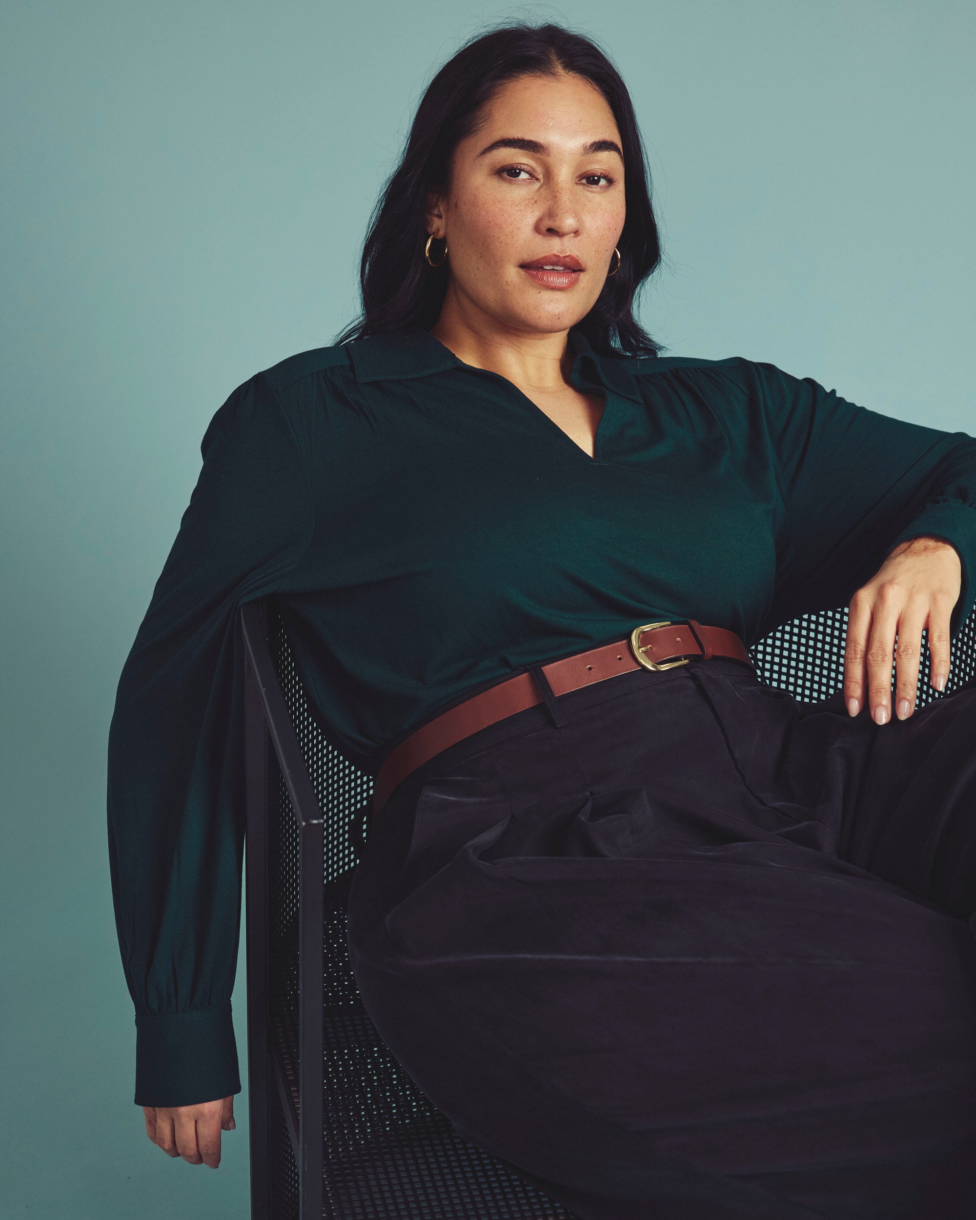 Moore Liquid Jersey Blouse - Forest Green | Plus Size & Straight Size Women's Fashion | Universal Standard