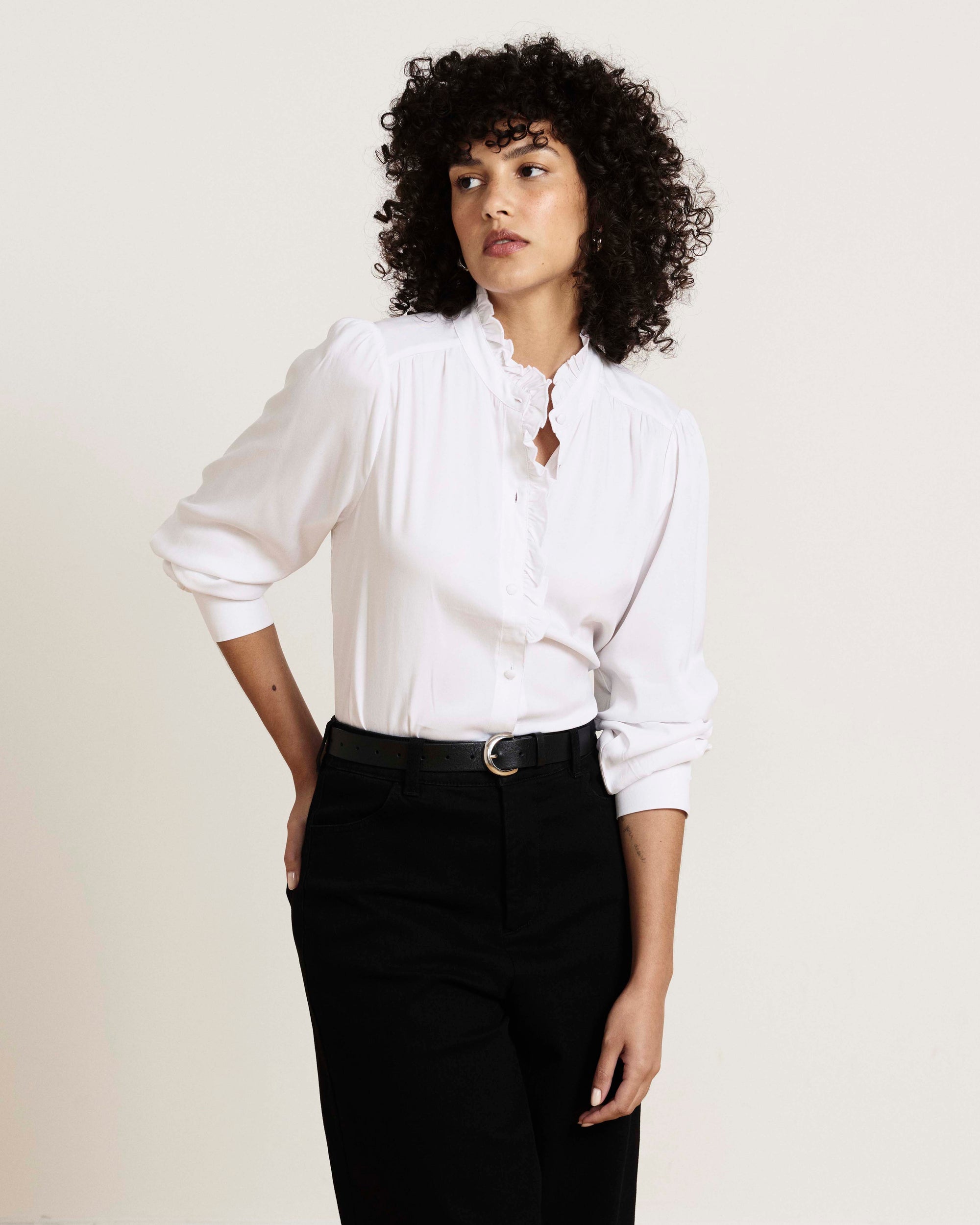 Endora Stretch Cupro Blouse - White | Plus Size & Straight Size Women's Fashion | Universal Standard