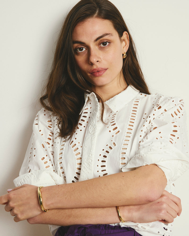 The Embroidered Artist Poplin Shirt - White | Plus Size & Straight Size Women's Fashion | Universal Standard