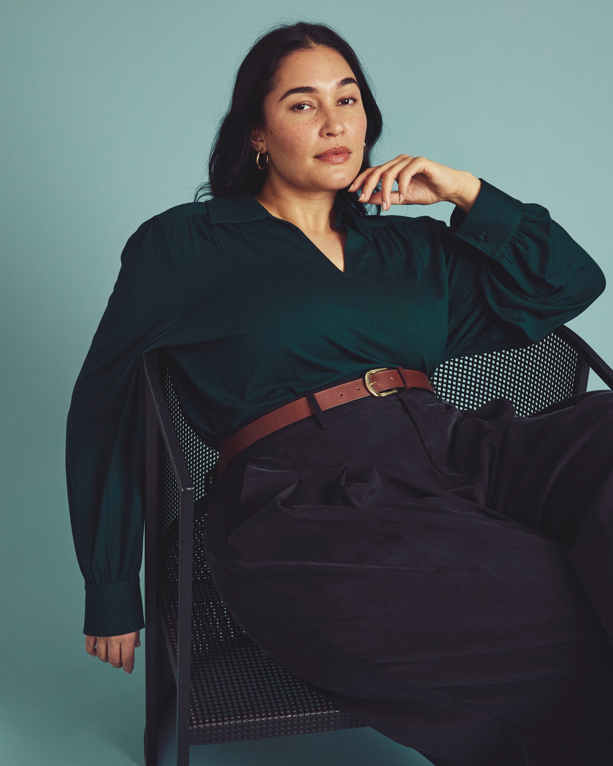 Moore Liquid Jersey Blouse - Forest Green | Plus Size & Straight Size Women's Fashion | Universal Standard