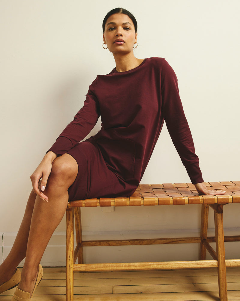 Bree Sweatshirt Dress - Black Cherry
