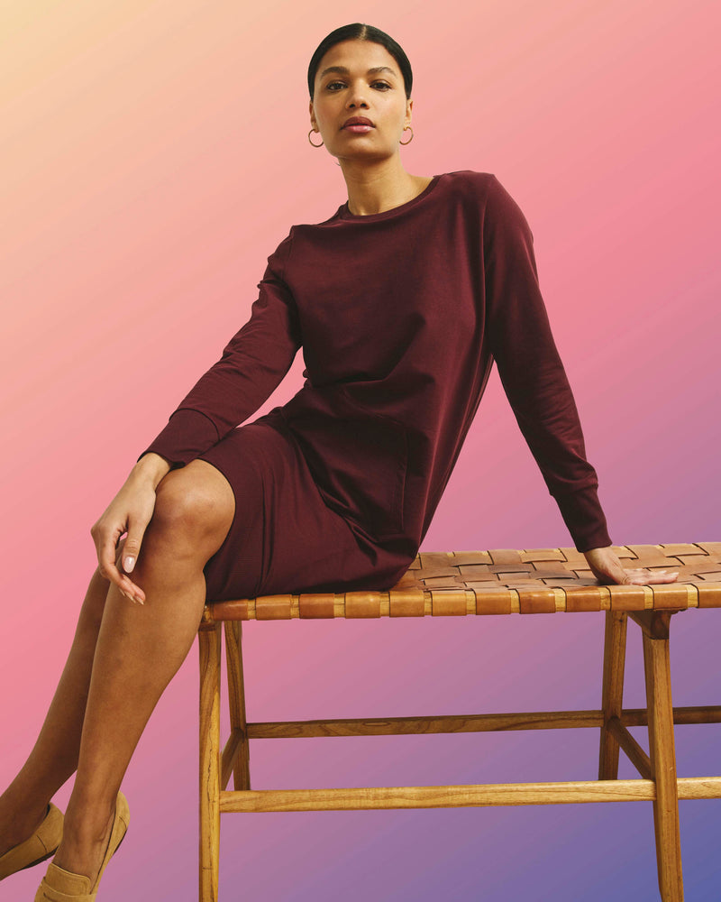 Bree Sweatshirt Dress - Black Cherry