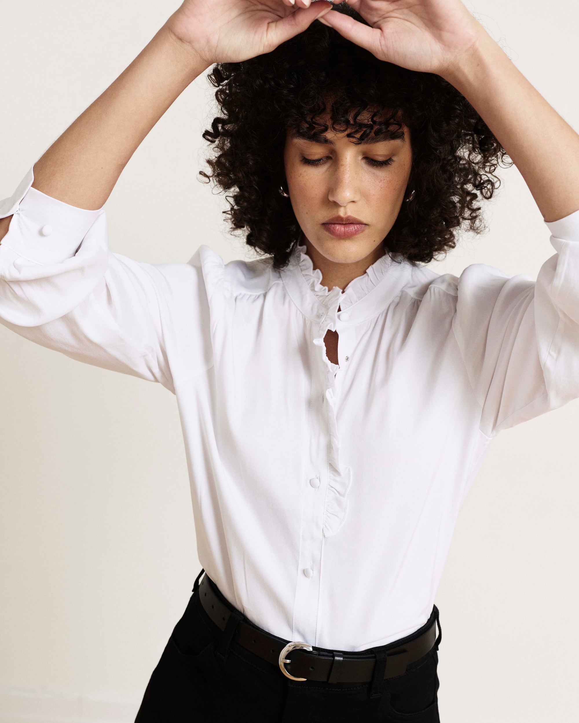 Endora Stretch Cupro Blouse - White | Plus Size & Straight Size Women's Fashion | Universal Standard