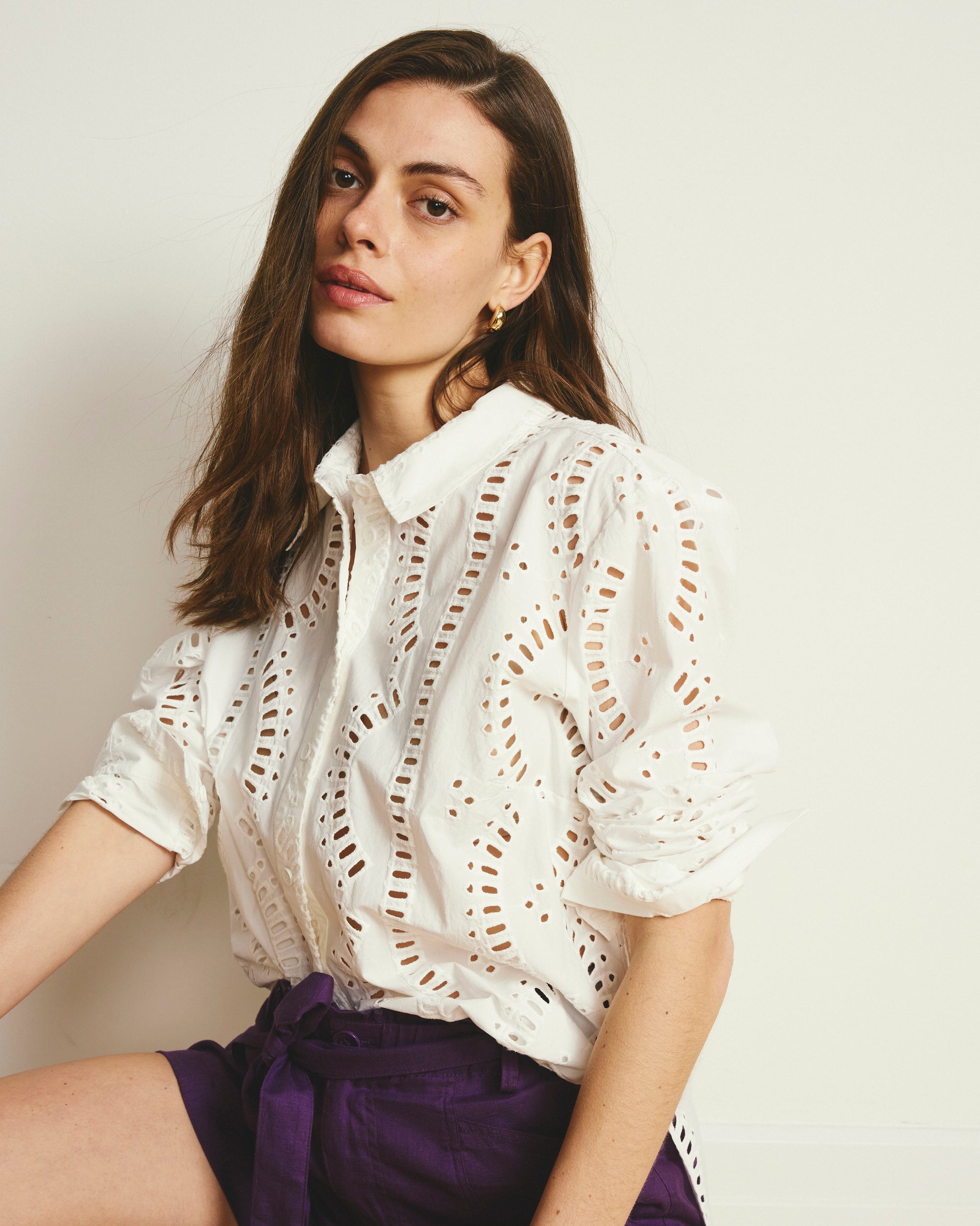 The Embroidered Artist Poplin Shirt - White | Plus Size & Straight Size Women's Fashion | Universal Standard