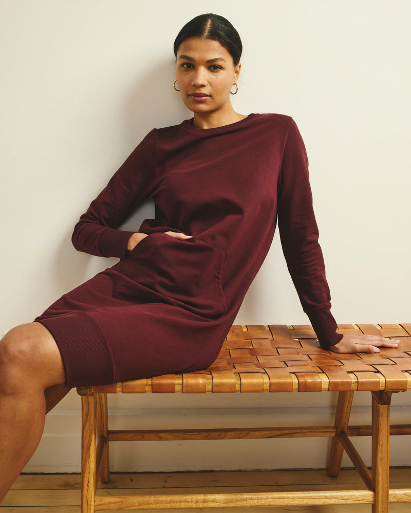 Bree Sweatshirt Dress - Black Cherry
