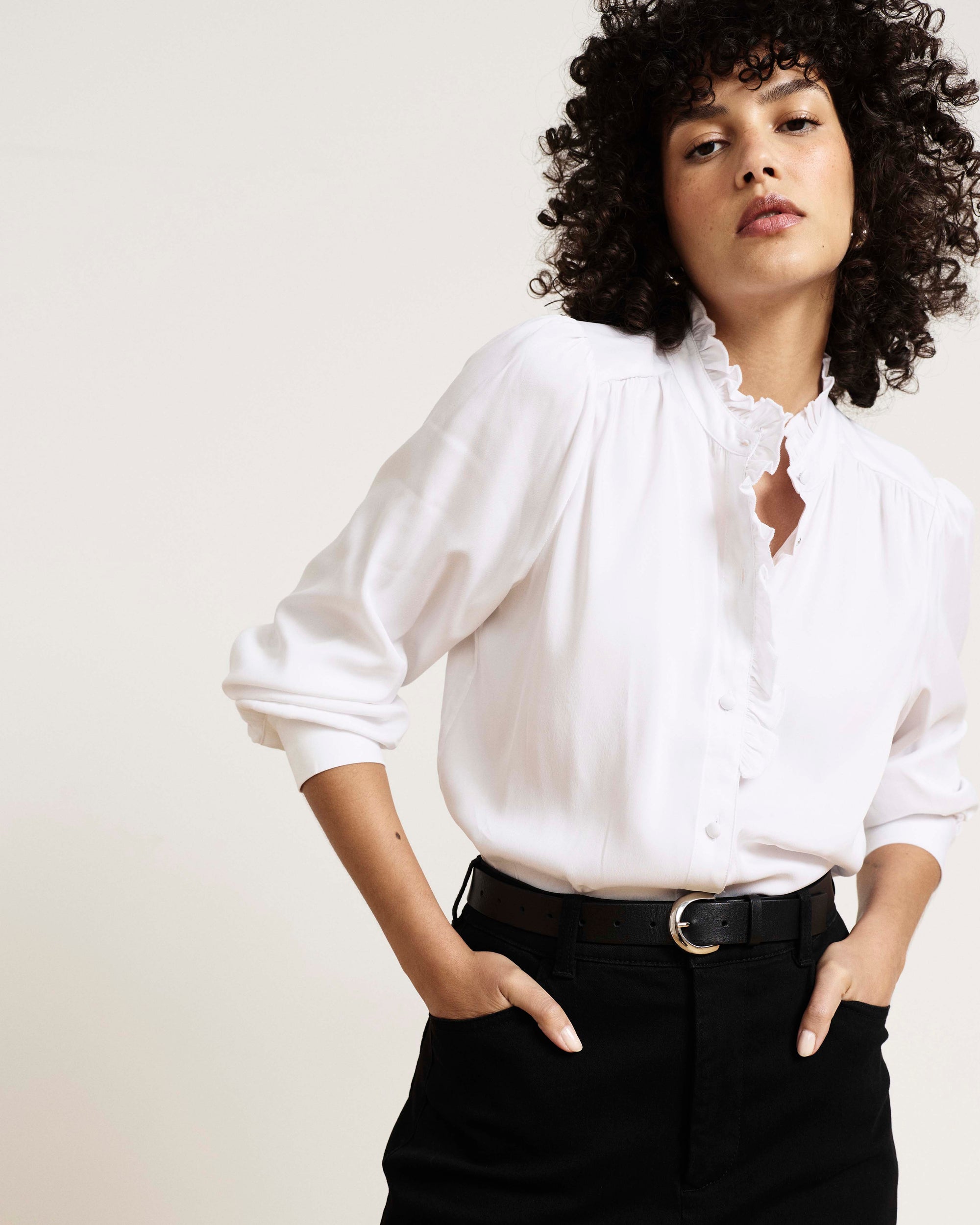 Endora Stretch Cupro Blouse - White | Plus Size & Straight Size Women's Fashion | Universal Standard