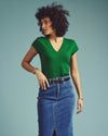 Ashley V Neck Cap Sleeve Tee - Green Park | Plus Size & Straight Size Women's Fashion | Universal Standard