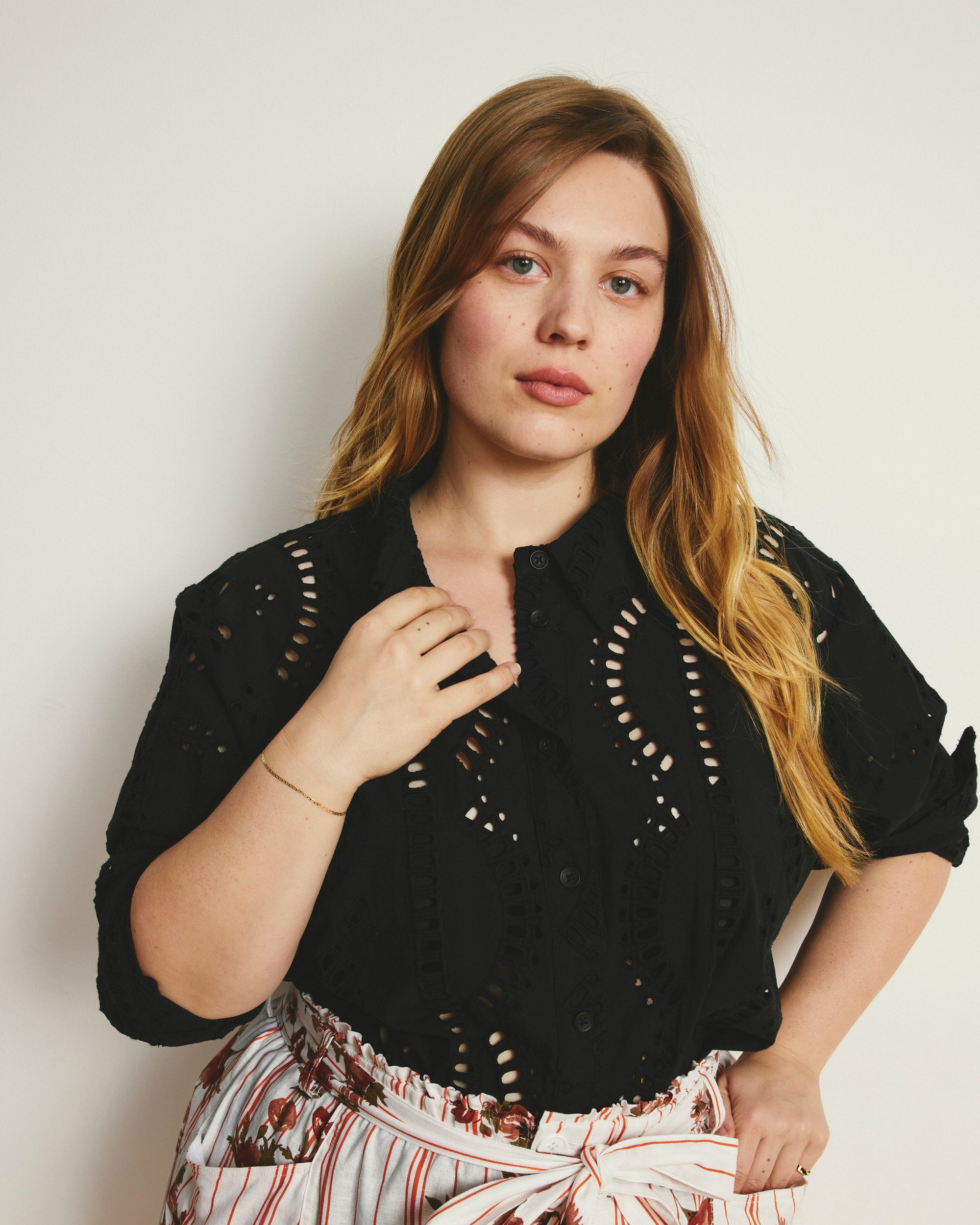 The Embroidered Artist Poplin Shirt - Black | Plus Size & Straight Size Women's Fashion | Universal Standard