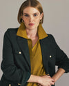 4 Pocket Ponte Blazer - Green Gemstone with Gold Buttons | Plus Size & Straight Size Women's Fashion | Universal Standard