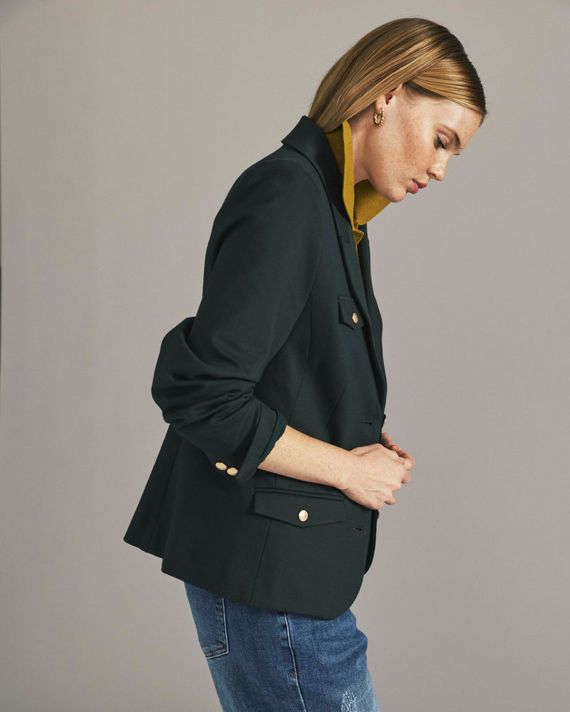 4 Pocket Ponte Blazer - Green Gemstone with Gold Buttons | Plus Size & Straight Size Women's Fashion | Universal Standard