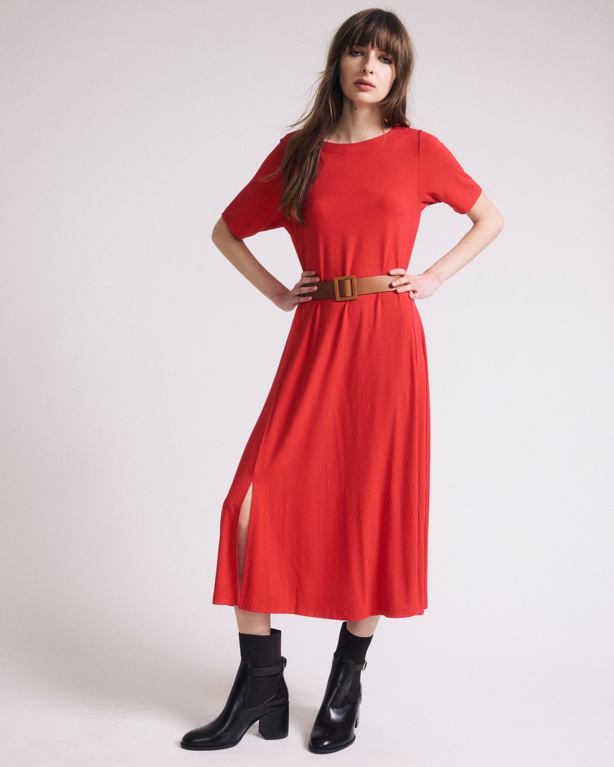 Universal Standard Plus Size Serena Boatneck Divine Jersey Dress - Lipstick Universal Standard Plus Size Serena Boatneck Divine Jersey Dress - Lipstick