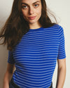 Classic Ribbed Tee - Bright Blue/White Microstripe | Plus Size & Straight Size Women's Fashion | Universal Standard