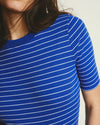 Classic Ribbed Tee - Bright Blue/White Microstripe | Plus Size & Straight Size Women's Fashion | Universal Standard